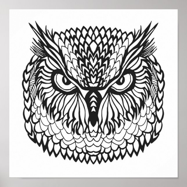 Style Eagle Owl Head 2 Poster (Vorne)