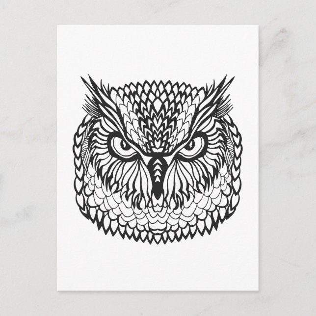 Style Eagle Owl Head Postkarte (Vorderseite)