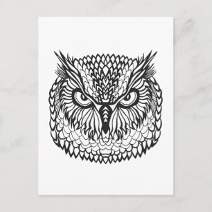Style Eagle Owl Head Postkarte