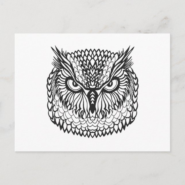 Style Eagle Owl Head Postkarte (Vorderseite)