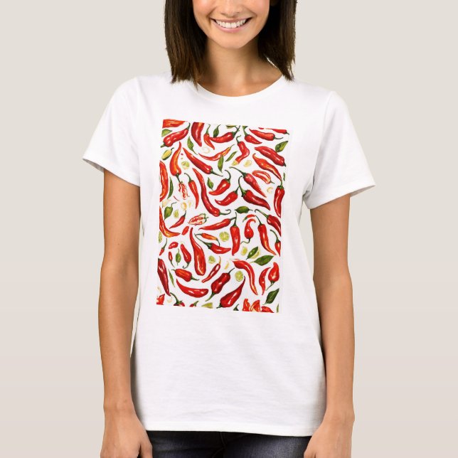 Style épicé : Chemise T-shirt femme chili rouge (Devant)