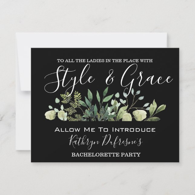 "Style & grâce" Bachelorette Party Invitation (Devant)