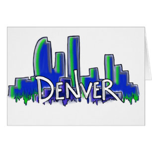 Style graffiti Denver skyline