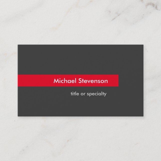Style Gris rouge bande horizontale Carte de visite (Devant)