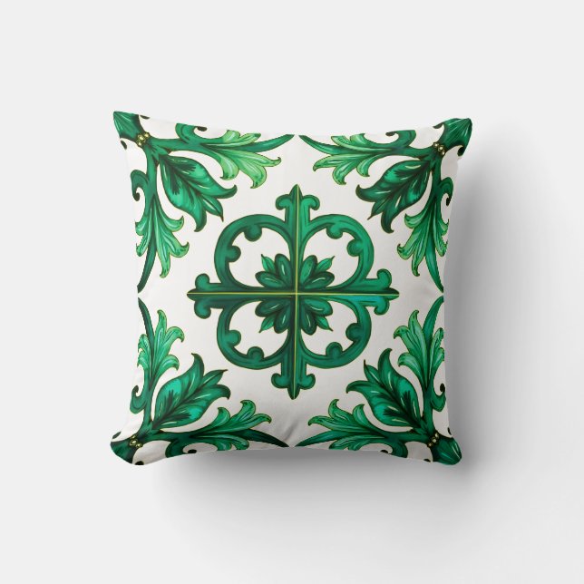 Style italien, mosaïque, oreiller à lancer vert (Recto)