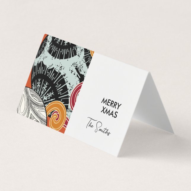 Style japonais Happy Xmas carte avec boules en rou (Devant)
