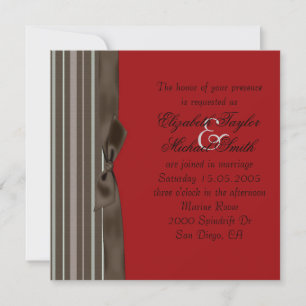 Style Luxury Brown Ruban Rouge Mariage Invitation