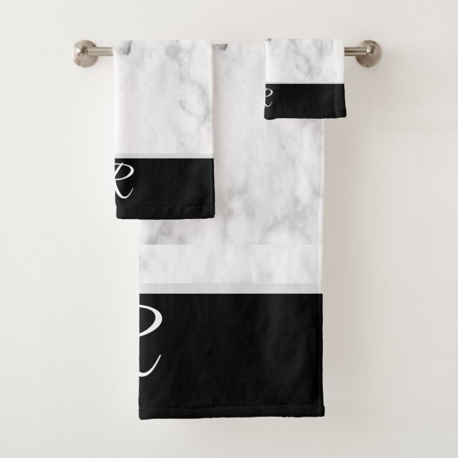 Style Marbre Noir Blanc Monogramme Salle de bain i (En situation)