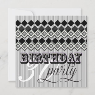 Style Mixup Stripy Diamond Age Birthday Party Einladung