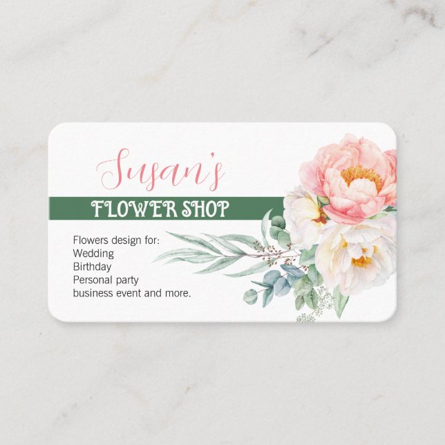 Style moderne Flower Shop Carte de visite avec Peo (Devant)