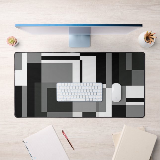 Style Mondrian noir et blanc Abstrait Géométrique (Bureau 1)