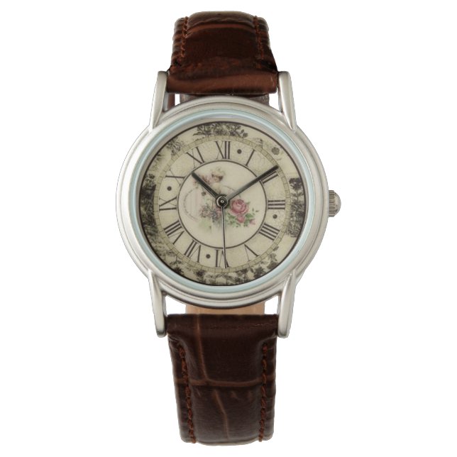 Style : Montre en acier blanc en strass féminin (devant)
