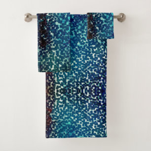 Style mosaïque bleu néon sur verre martelé brut