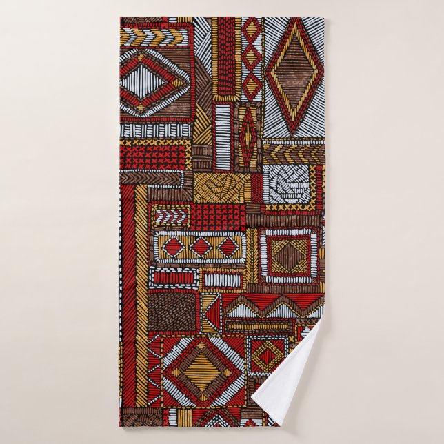 Style Patchwork Impression ethnique brodée (Serviette de bain)