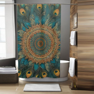 Style Peacock bleu Boho Douche rideau