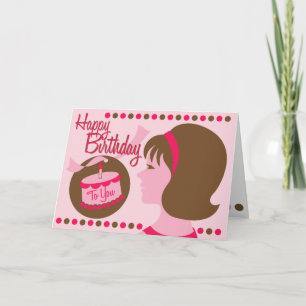 Style rétro Fille d'anniversaire - Carte de voeux
