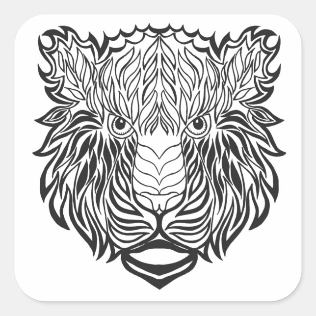 Style Tiger Head Quadratischer Aufkleber (Vorderseite)