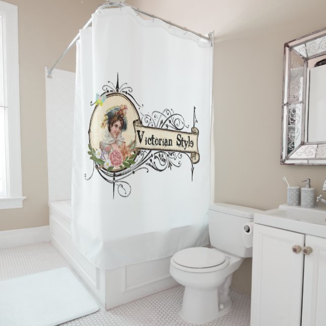 Style victorien Femme Floral Douche rideau (En situation)