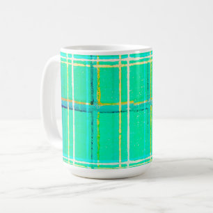 Style vintage Aqua Green Plaid Mug Cup