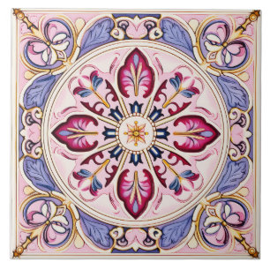 Style vintage Carreaux rose et bleu céramique