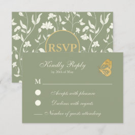 Style vintage Floral Sage et crème Carte RSVP