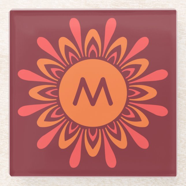 Stylierter Sun-Untersetzer aus Monogramm Glasuntersetzer (Vorderseite)