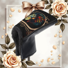 Styliertes Lion Head Portrait in Mandala Frame Golf Headcover
