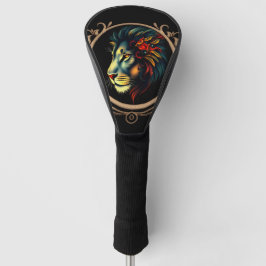 Styliertes Lion Head Portrait in Mandala Frame Golf Headcover