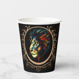 Styliertes Lion Head Portrait in Mandala Frame Pappbecher