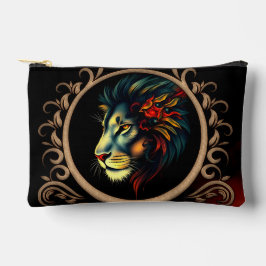 Styliertes Lion Head Portrait in Mandala Frame Zubehörtasche