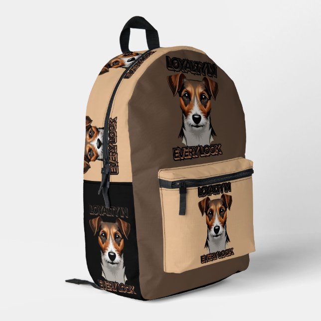 Styliertes Terrier Portrait auf Grau Bedruckter Rucksack (Rückseitige Ecke links)