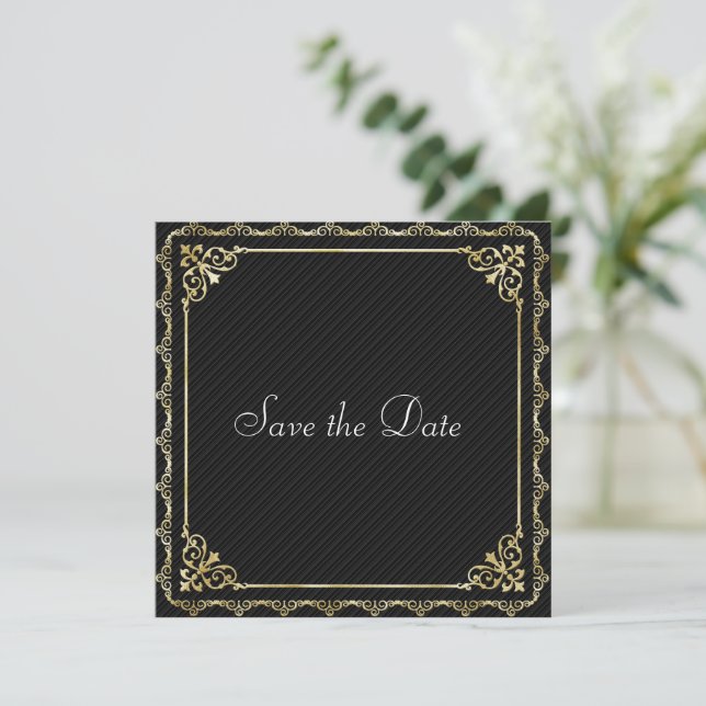 Stylin Gold Border Save the Date (Stehend Vorderseite)