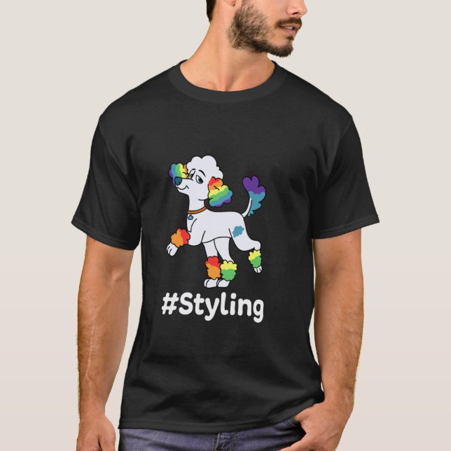 Styling mit Regenbogen-Französischem Pudel-Iglu T-Shirt (Vorderseite)