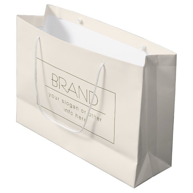 Stylisch bearbeitbare Vorlage | Off-white & Dark B Große Geschenktüte (Vorderseite Schrägansicht)