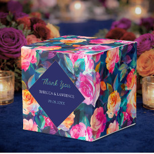 Stylisch chic Farbige Blumen Hochzeit Geschenkschachtel