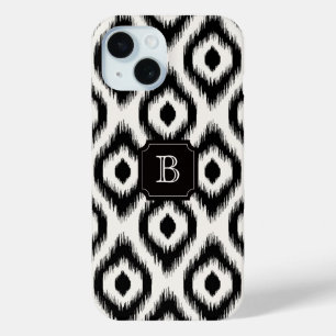 Stylisch Chic Schwarz Elfenbein Diamant Ikat Monog title_seo2