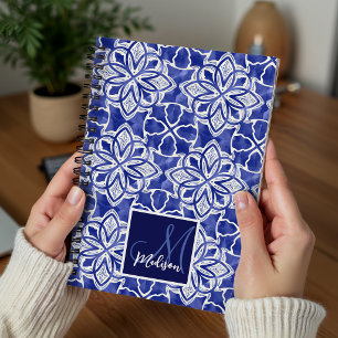 Stylisch girly blau-graues initial Monogramm Notizblock