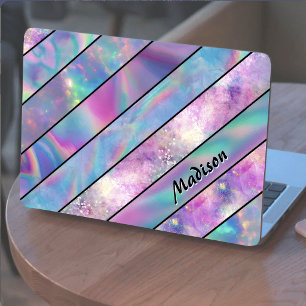 Stylisch holografisches chic blau rosa laptopschutzhülle