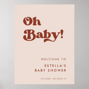 Stylisch retro Pfirsich Rosa Oh Baby Poster