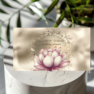 Stylisch schickes Gold-Konfetti-Glitter-Lotus-Meta Visitenkarte