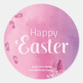 Stylisch süß Lila rosa Frohe Ostern Runder Aufkleber