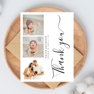 Stylische 3-Foto-Baby-Shower-Dankeschön-Karte Postkarte