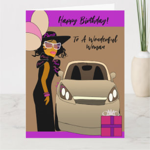 Stylische afroamerikanische Frau zum Geburtstag Karte