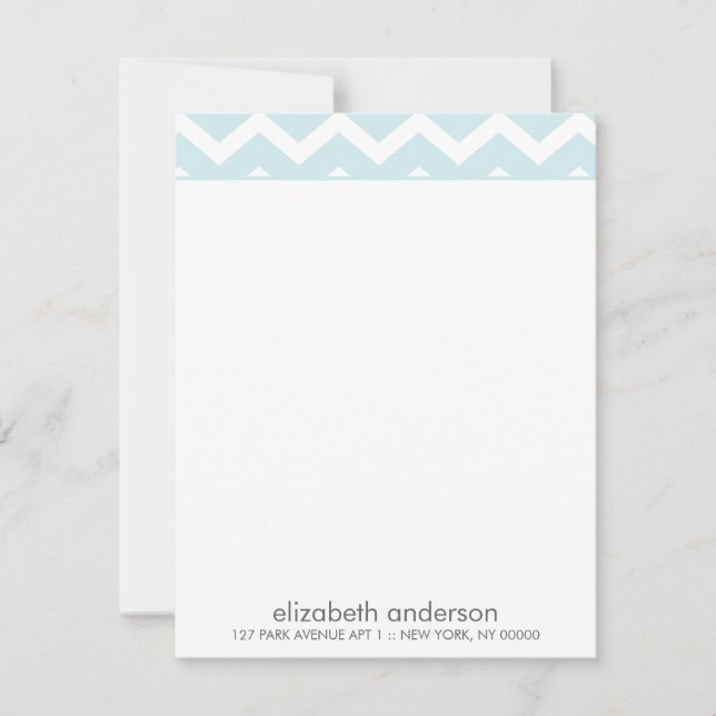 Stylische Aqua Zig Zag Zickzack Muster Mitteilungs Einladung (Vorderseite)