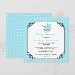 Stylische Baby Boy Polka Dot Babyparty-Einladung Einladung