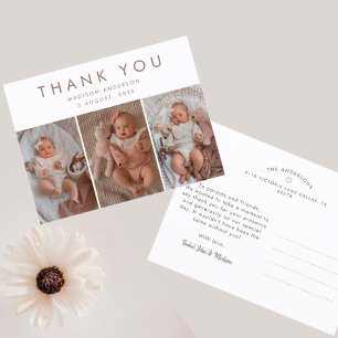 Stylische Babyparty 3 Fotos Danke  Postkarte