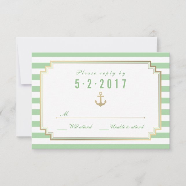 Stylische, benutzerdefinierte Minze, weiße RSVP-Ka RSVP Karte (Vorderseite)