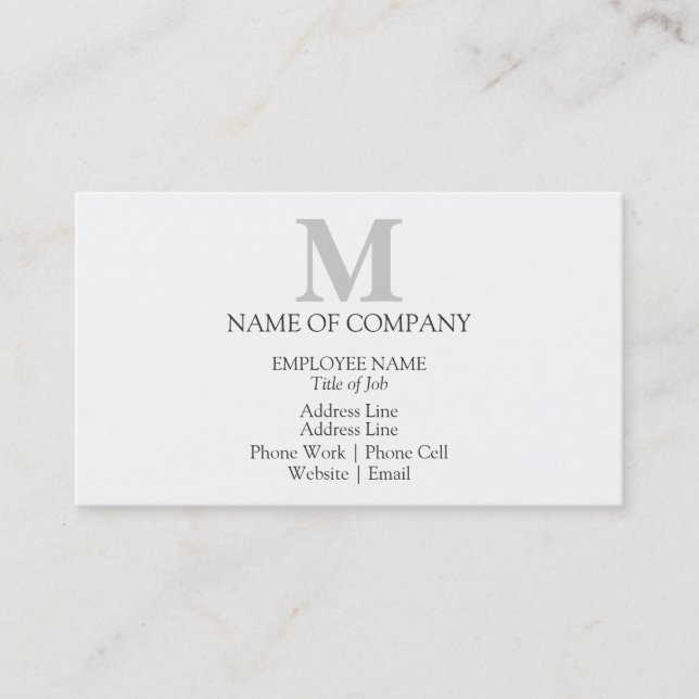 Stylische, benutzerdefinierte Monogramm-Vorlage Visitenkarte (Vorderseite)