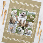 Stylische, benutzerdefinierte Text Foto Collage Hu Geschirrtuch<br><div class="desc">Erstellen Sie ein schönes personalisiertes Küchentuch mit neun Ihrer Lieblings-Fotos und gerahmt mit den Worten "Zuhause ist, wo mein Hund ist". Dieses Design zeichnet sich durch einen klassischen weißen Typ auf einem stilvollen goldenen Hintergrund aus und der Text kann angepasst werden, wenn Sie etwas Anderes bevorzugen. Eine vielseitige Vorlage, die...</div>