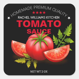 Stylische, benutzerdefinierte Tomatensauce-Aufkleb Quadratischer Aufkleber